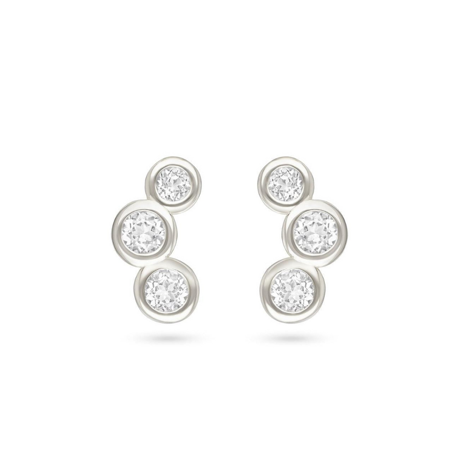 Sterling Silver Stud Earrings with White Topaz