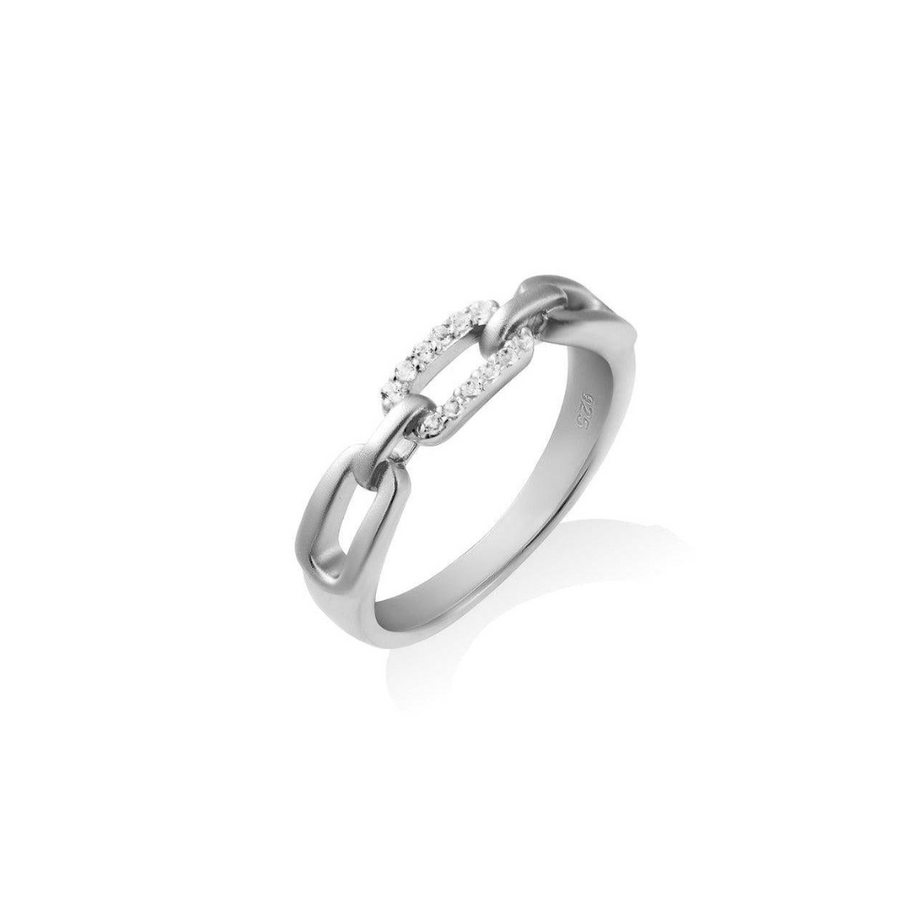 Sterling Silver Link Ring with White Topaz