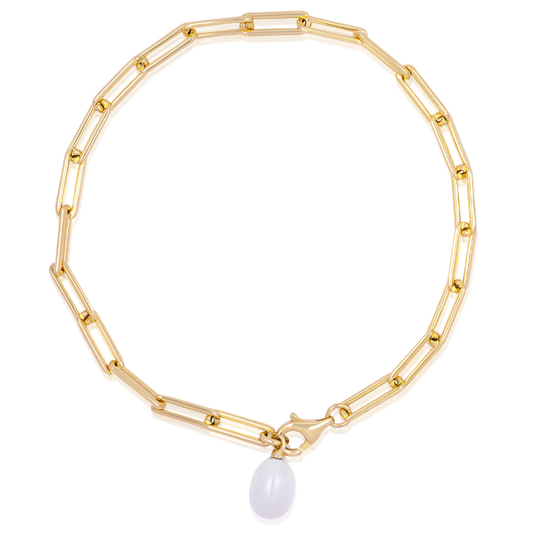 18K Gold Vermeil Chain Bracelet with Freshwater Pearl