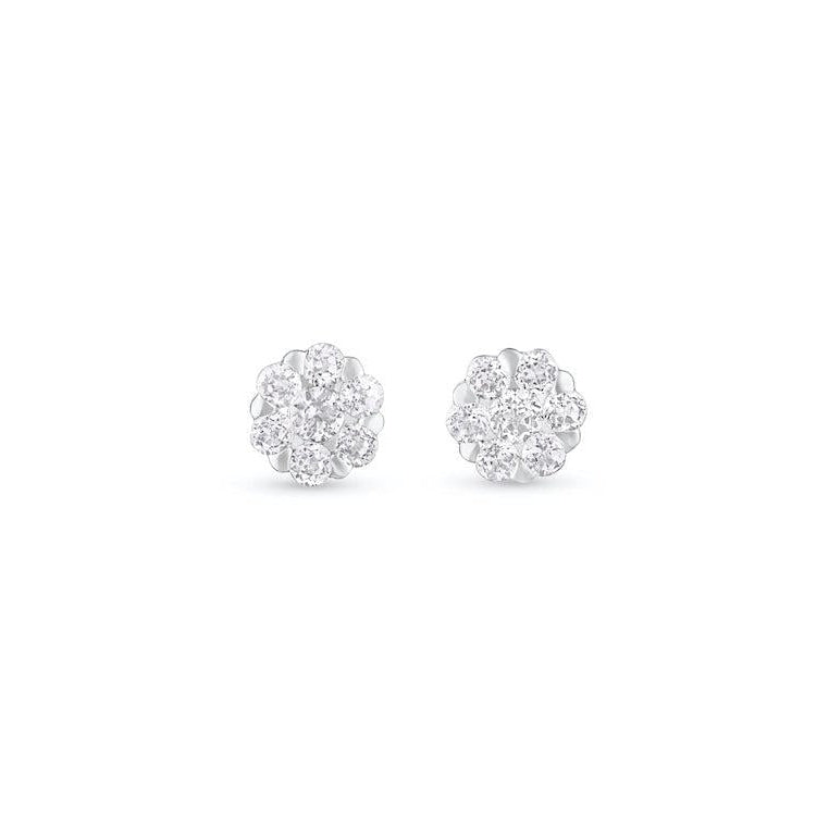 Sterling Silver Studs Earrings with White Topaz