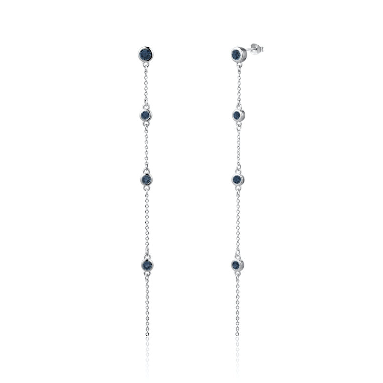 Sterling Silver Dangling Earrings with London Blue Topaz
