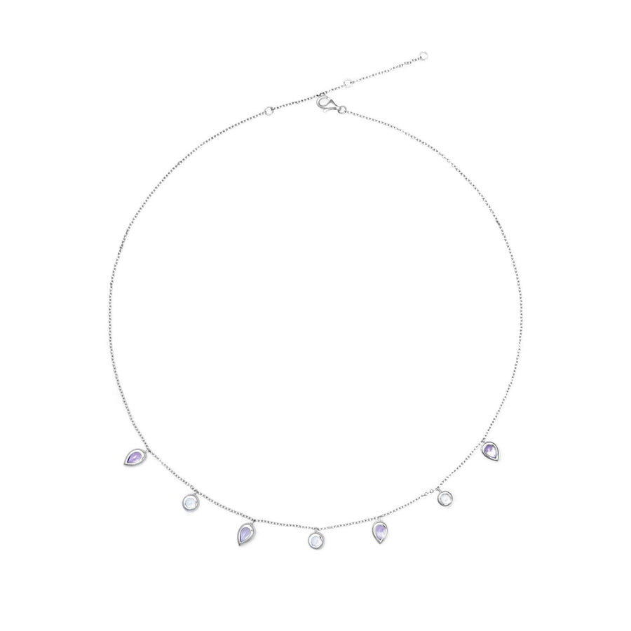 Sterling Silver Necklace with Amethyst and White Topaz