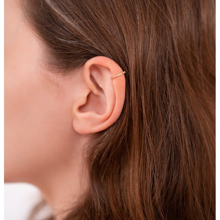 18K Gold Vermeil Ear Cuff with White Topaz