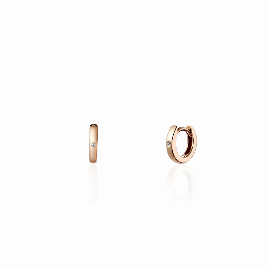 18K Rose Gold Vermeil Huggie Hoop Earrings with White Topaz