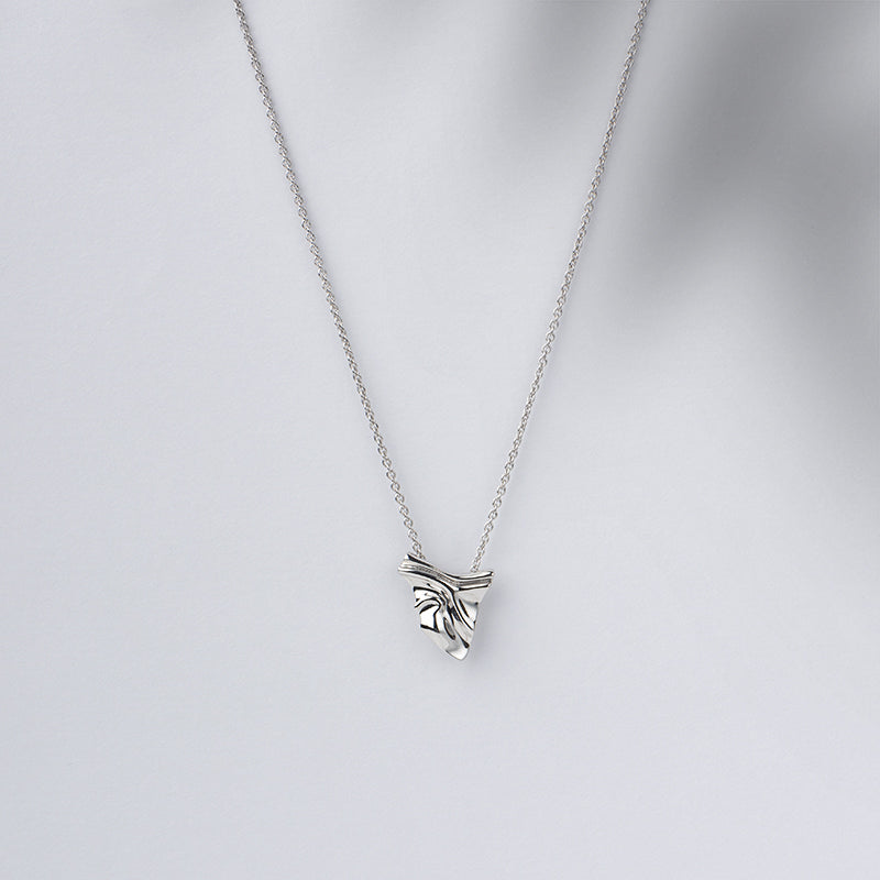 Sterling Silver Sculptured Triangle Necklace