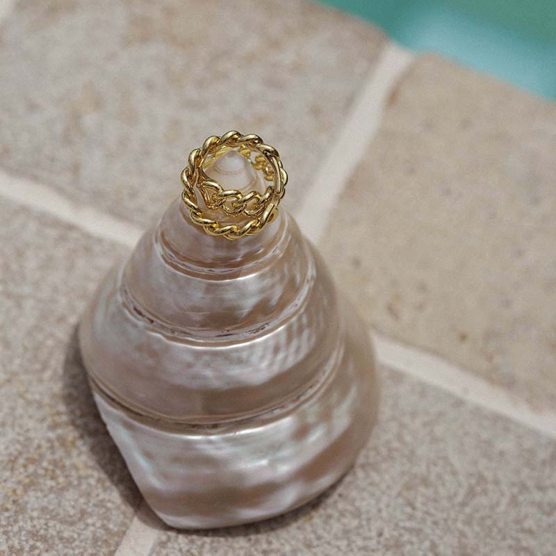 18K Gold Vermeil Chunky Chain Ring