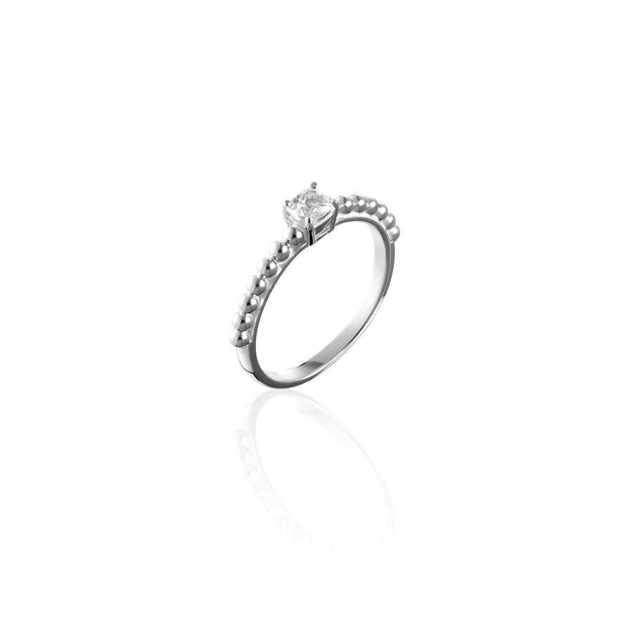 Sterling Silver Bubble Ring with White Topaz