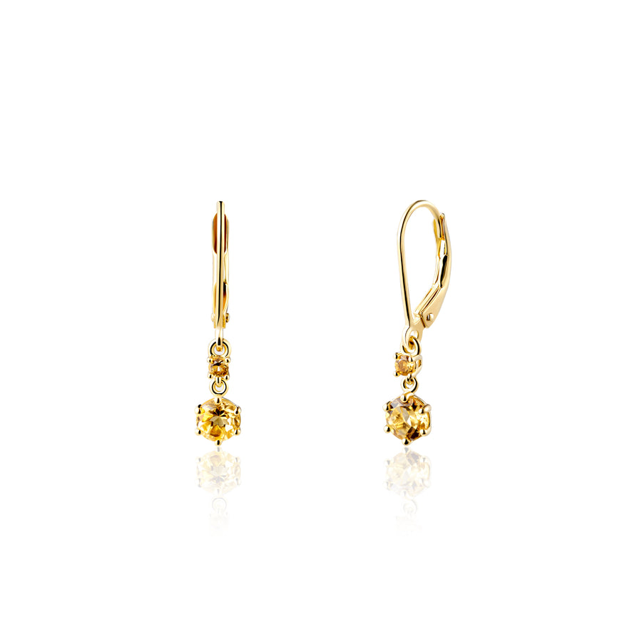 18K Gold Vermeil Earrings with Yellow Citrine