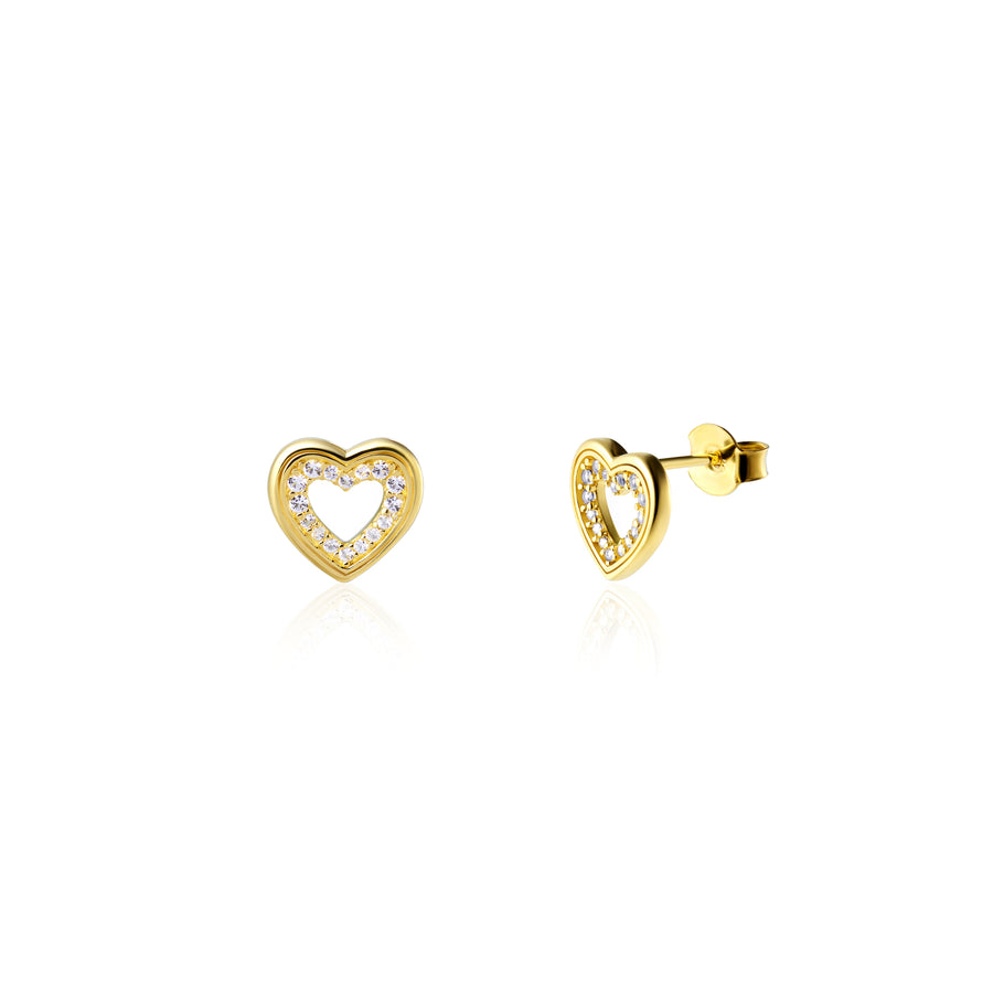 18K Gold Vermeil Heart Earrings with White Topaz