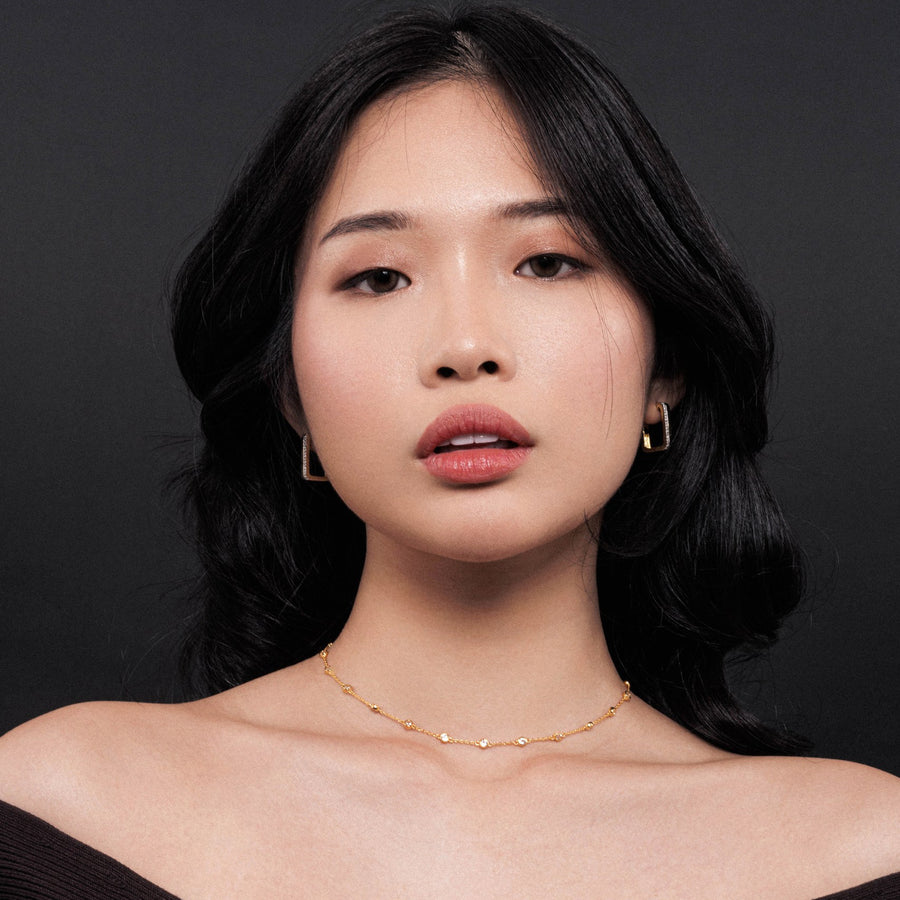 18K Gold Vermeil Choker Necklace with White Topaz