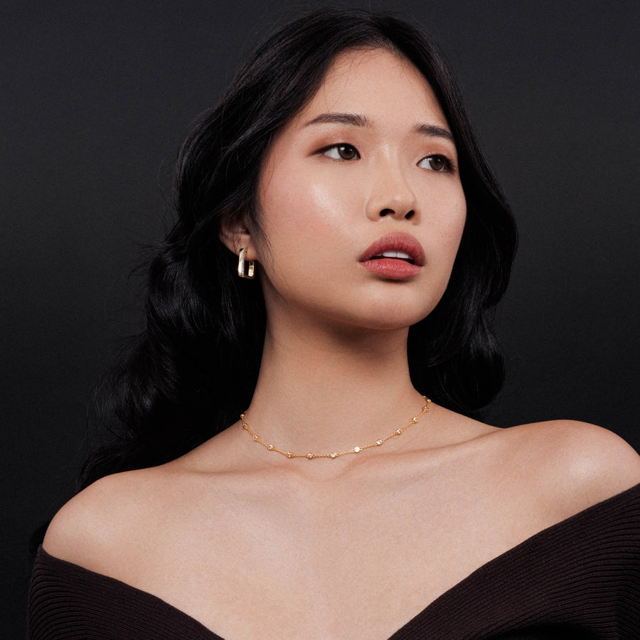 18K Gold Vermeil Choker Necklace with White Topaz