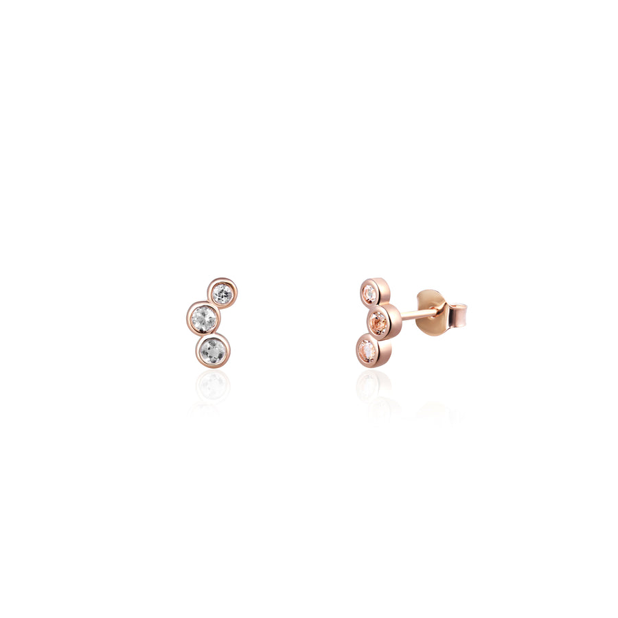 18K Rose Gold Vermeil Ear Studs with White Topaz