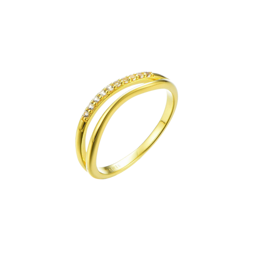 18K Gold Vermeil Ring with White Topaz