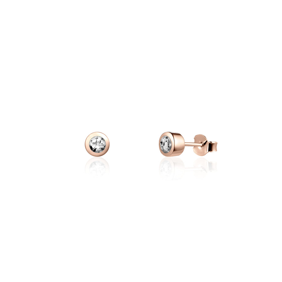 18K Rose Gold Vermeil Ear Studs with White Topaz
