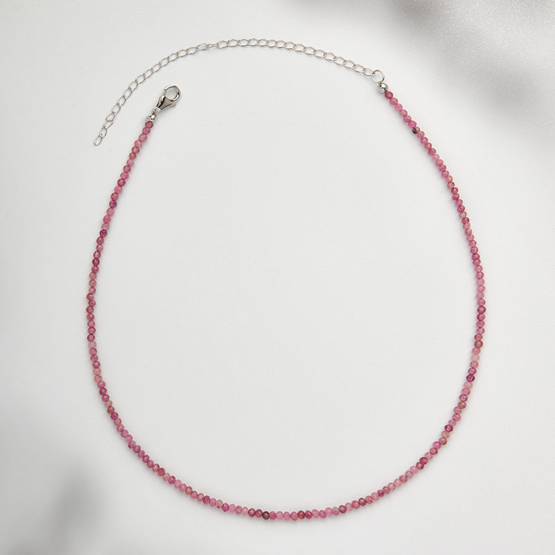 Sterling Silver Choker with Pink Tourmaline