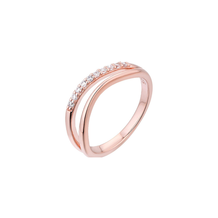 18K Rose Gold Vermeil Ring with White Topaz