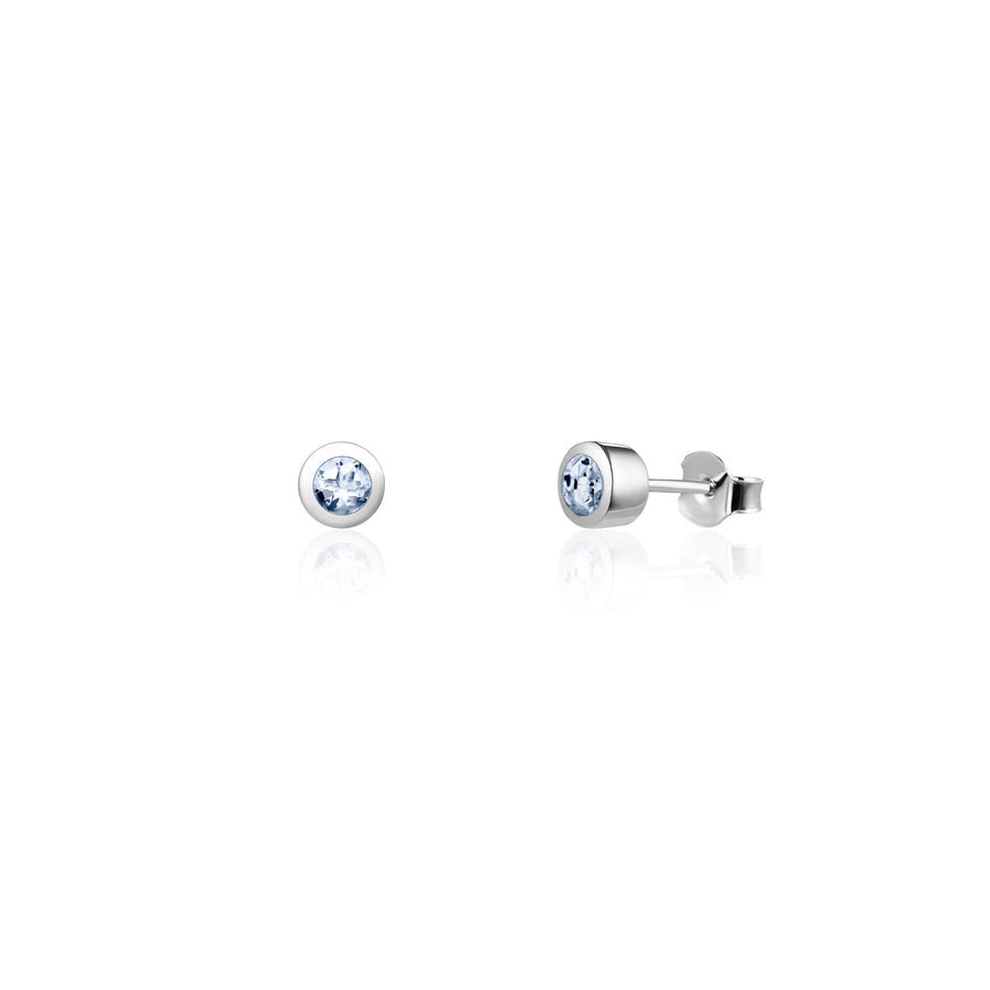 Sterling Silver Stud Earrings with Aquamarine
