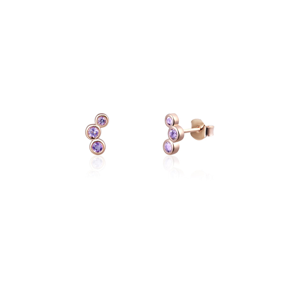 18K Rose Gold Vermeil Ear Studs with Pink Amethyst