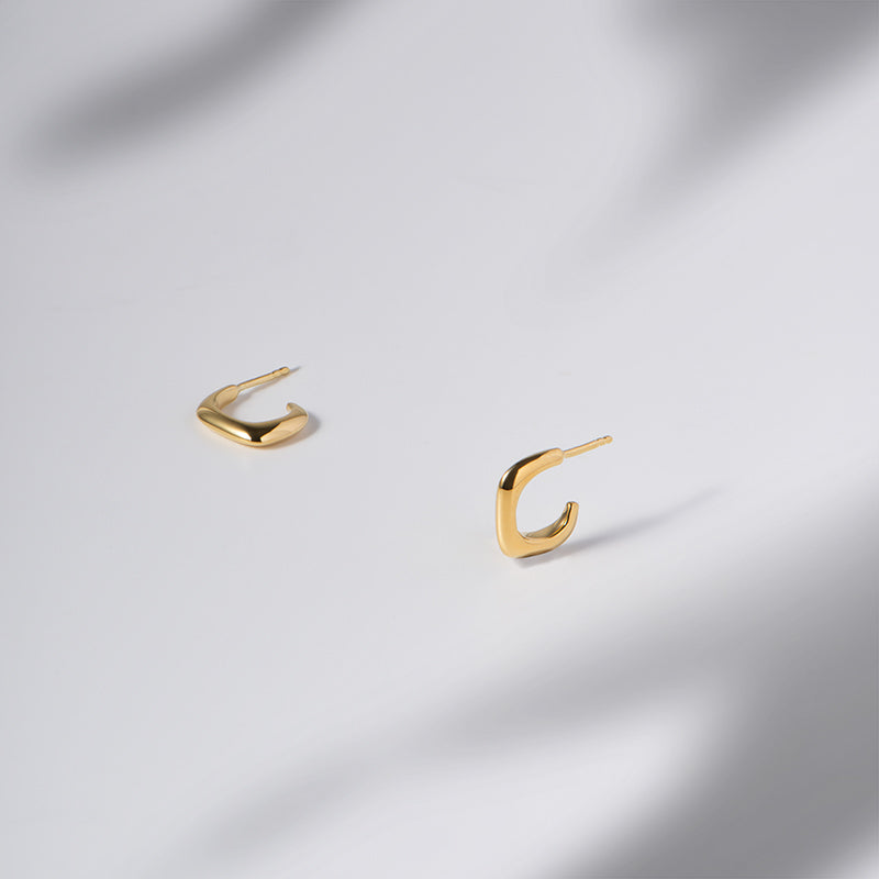 18K Gold Vermeil Rectangular Huggies