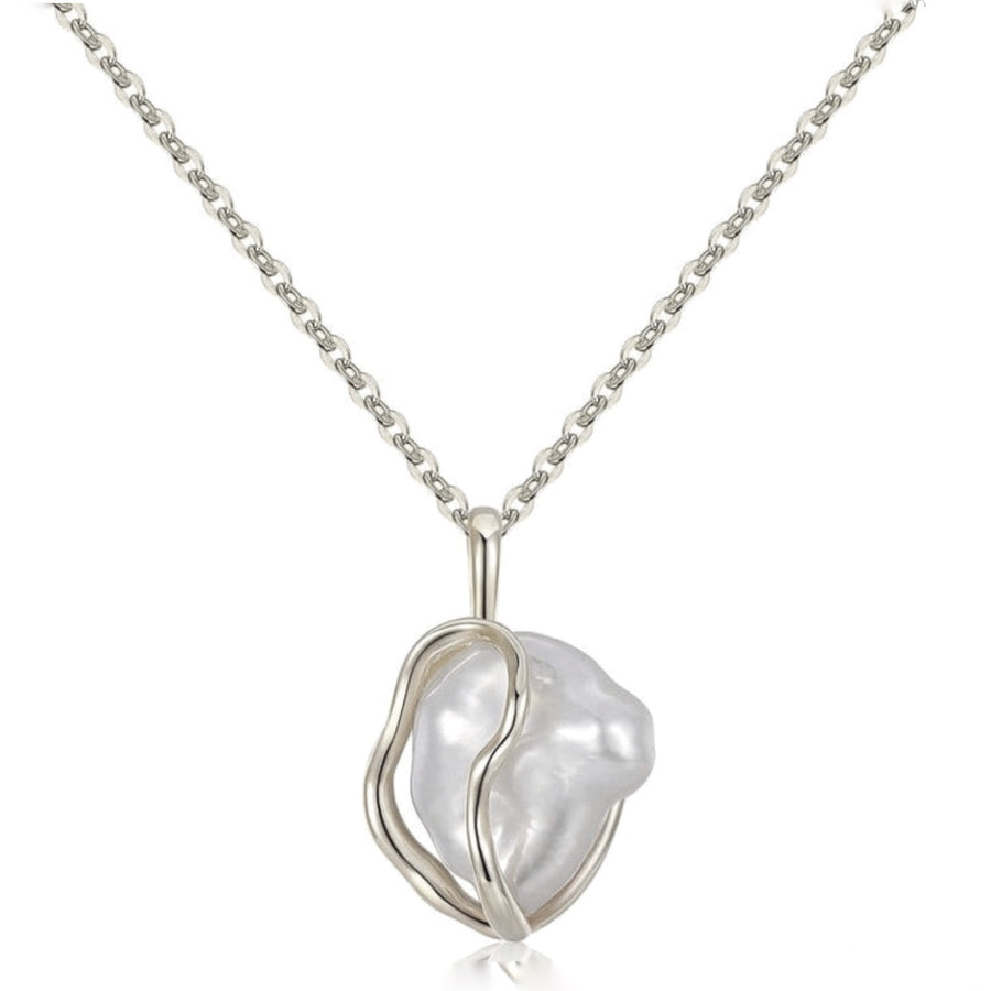 Sterling Silver Necklace with Baroque Pearl