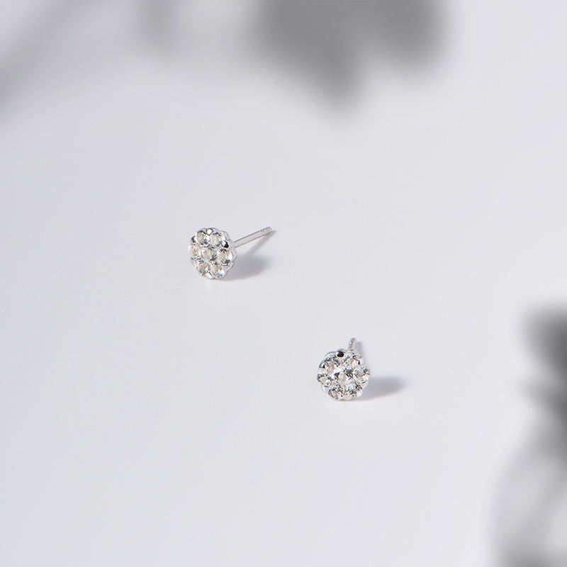 Sterling Silver Studs Earrings with White Topaz