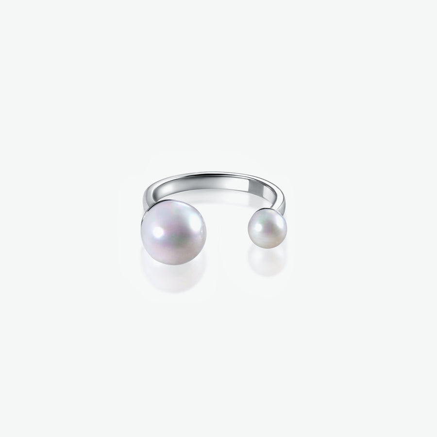 Sterling Silver Open Ring with Natural Freshwater Pearl