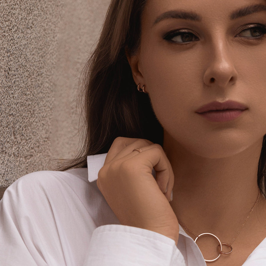18K Rose Gold Vermeil Huggie Hoop Earrings with White Topaz