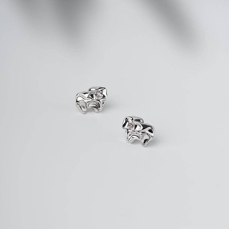 Sterling Silver Sculptured Fold Stud Earrings