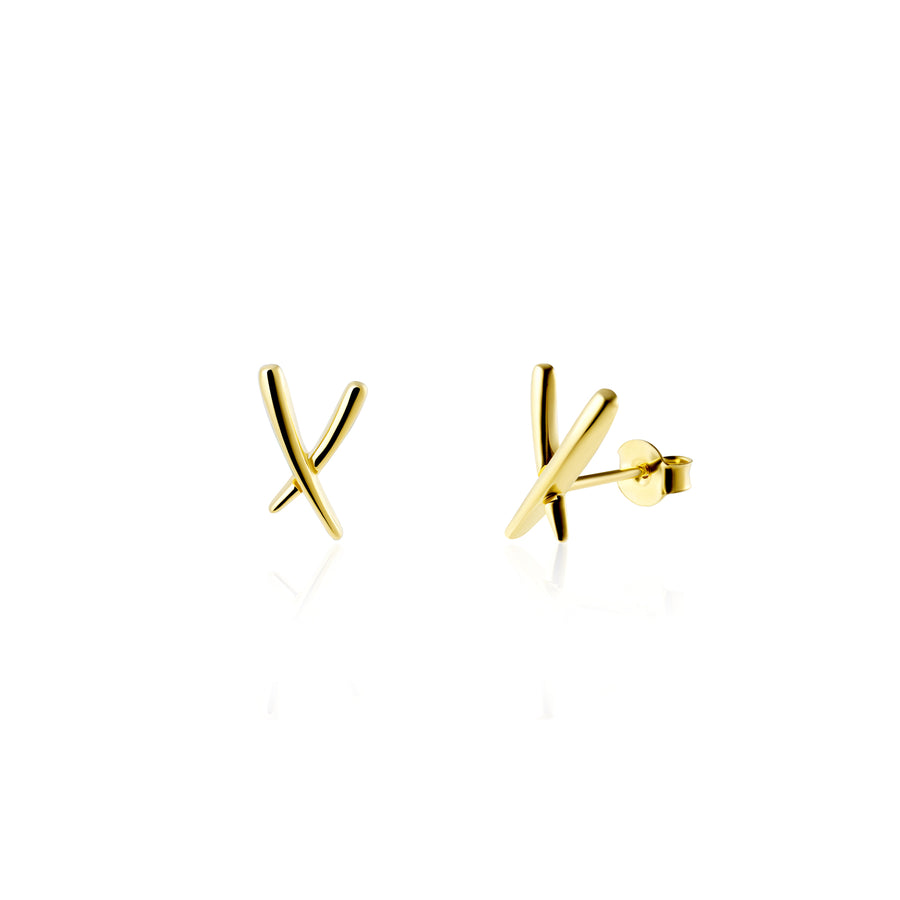 18K Gold Vermeil Cross Stud Earrings