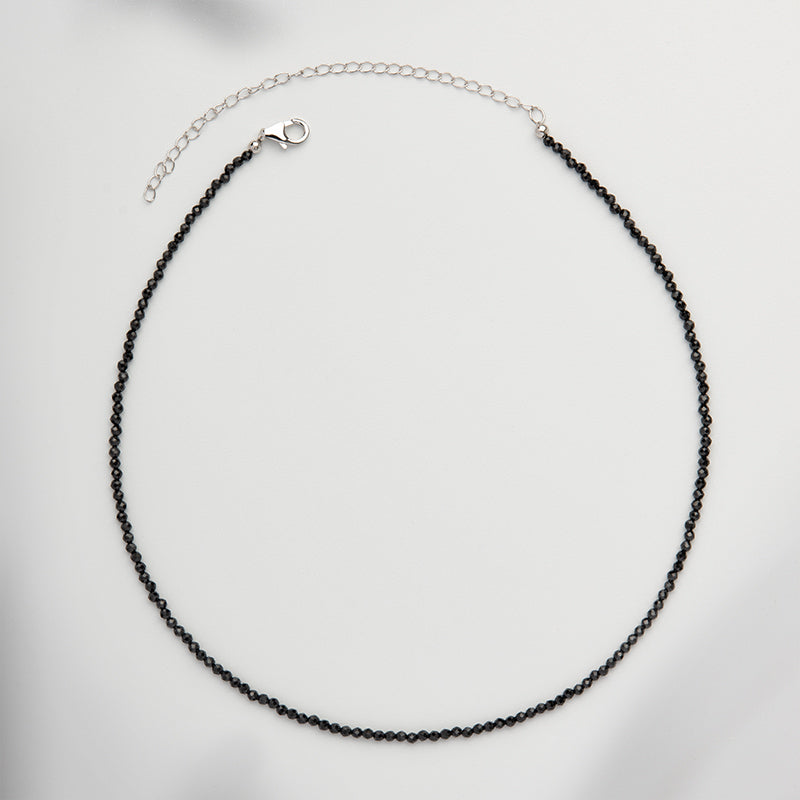 Sterling Silver Choker with Black Spinel