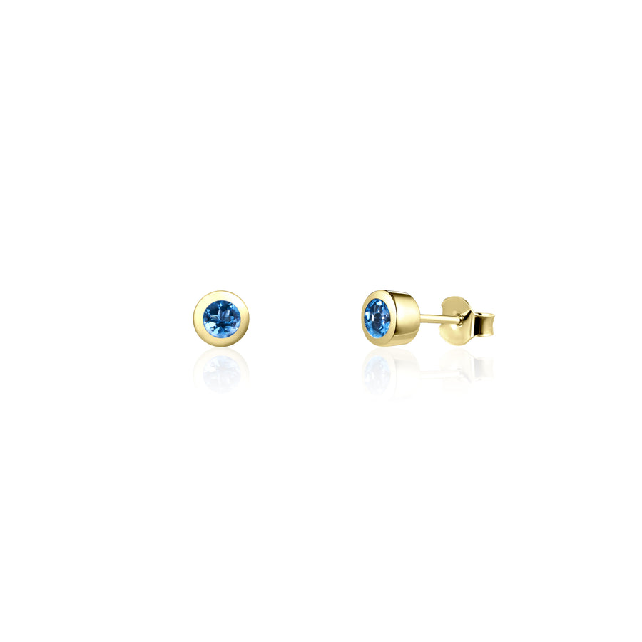 18K Gold Vermeil Ear Studs with London Blue Topaz