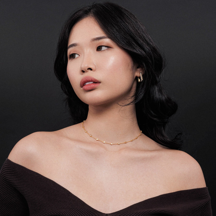 18K Gold Vermeil Choker Necklace with White Topaz