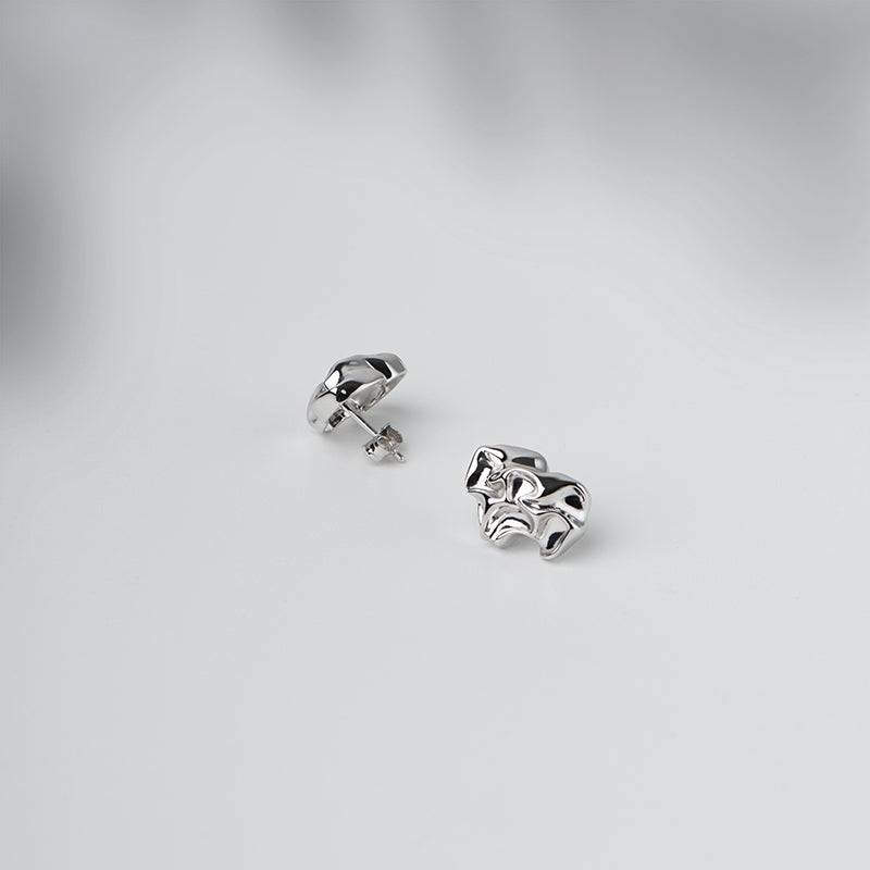 Sterling Silver Sculptured Fold Stud Earrings