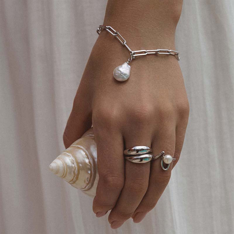 Sterling Silver Ring with Natural Freshwater Pearl
