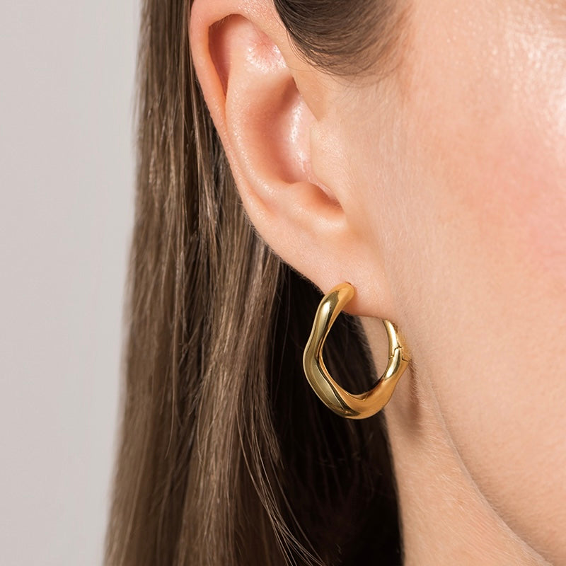 18K Gold Vermeil Sculpted Glow Hoops