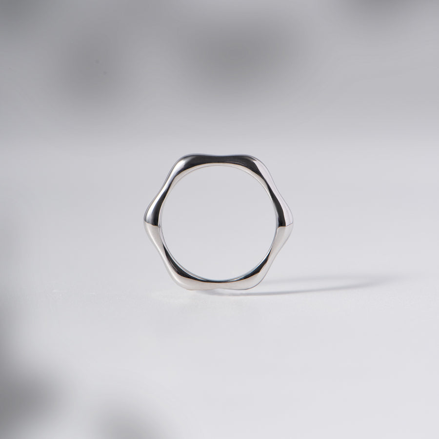 Sterling Silver Geometric Wave Ring