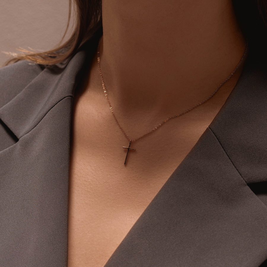 18K Rose Gold Vermeil Cross Necklace