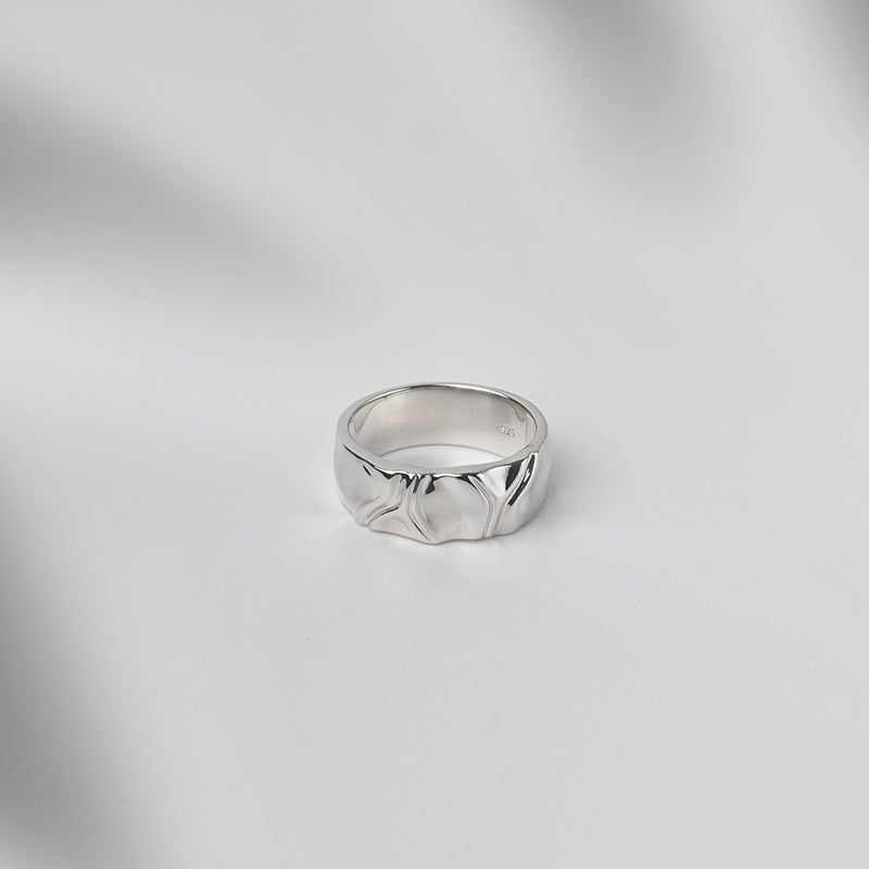 Sterling Silver Sculptured Fold Band