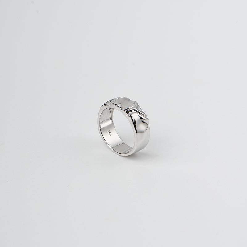 Sterling Silver Sculptured Fold Band