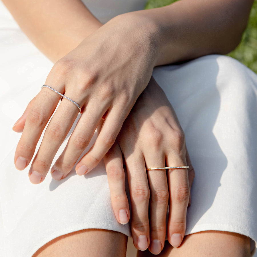 18K Gold Vermeil Double Finger Ring with White Topaz