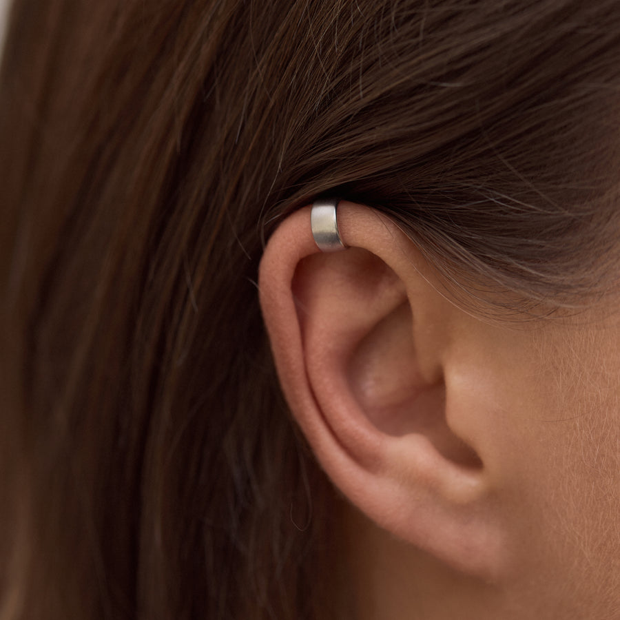 Sterling Silver Wide Matte Helix Cuff