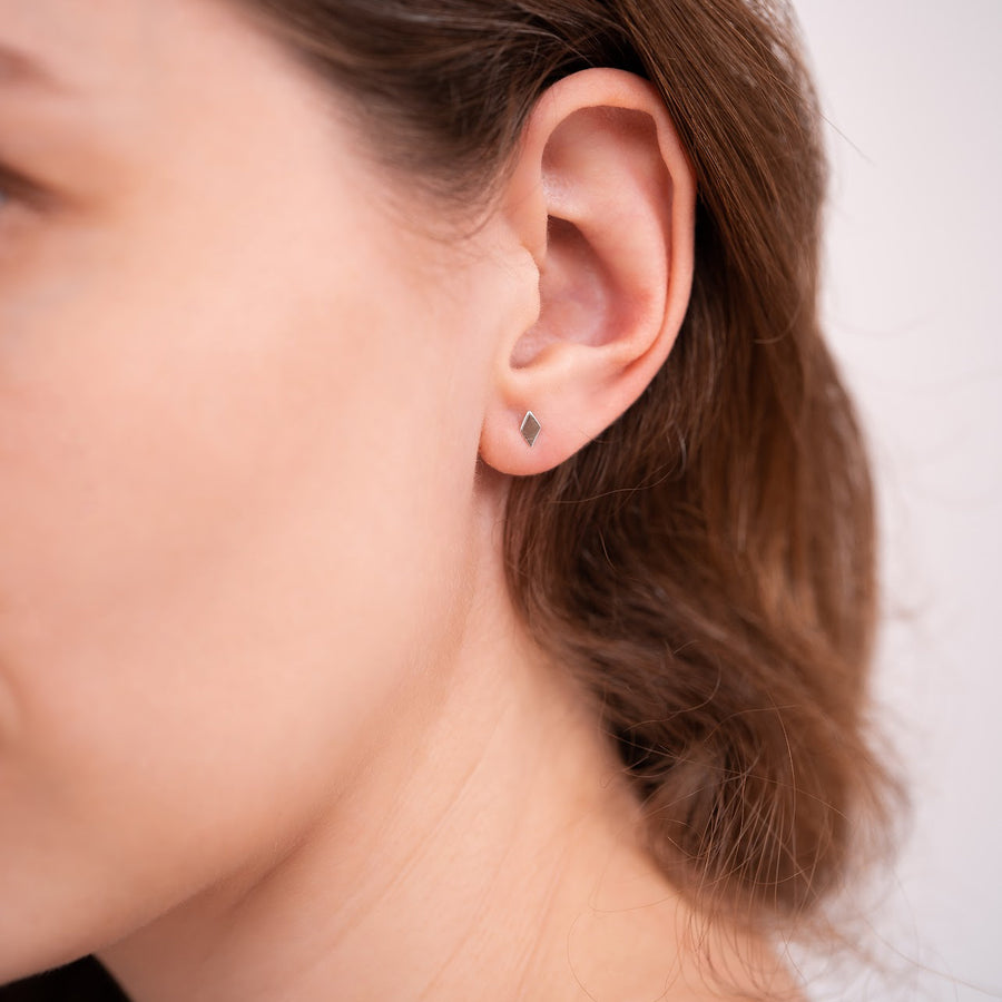 Sterling Silver Diamond Shaped Stud Earrings