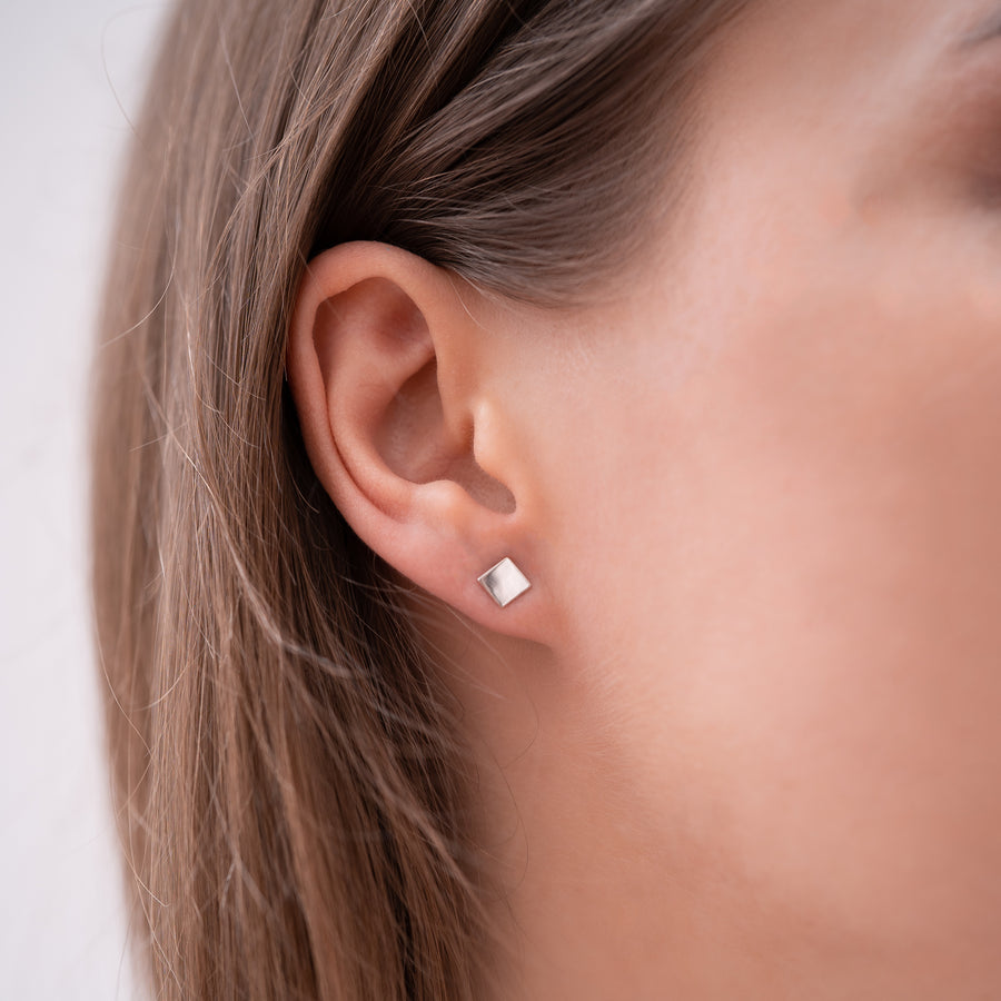 Sterling Silver Square Stud Earrings