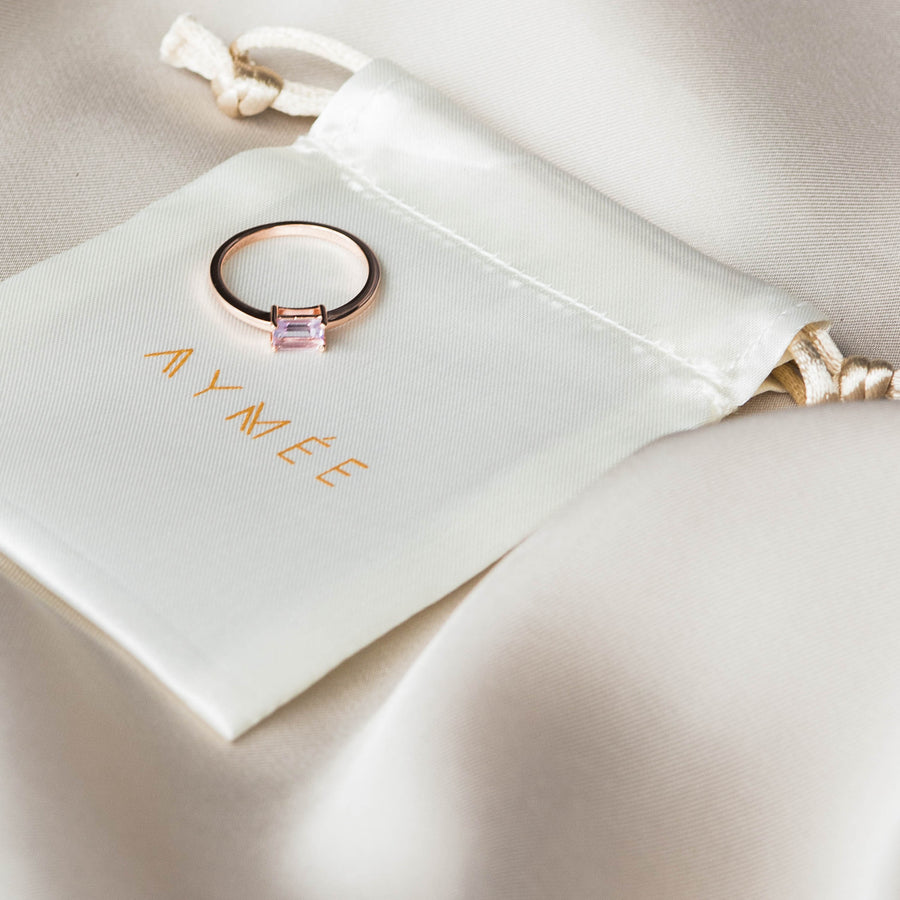 18K Rose Gold Vermeil Ring with Pink Amethyst