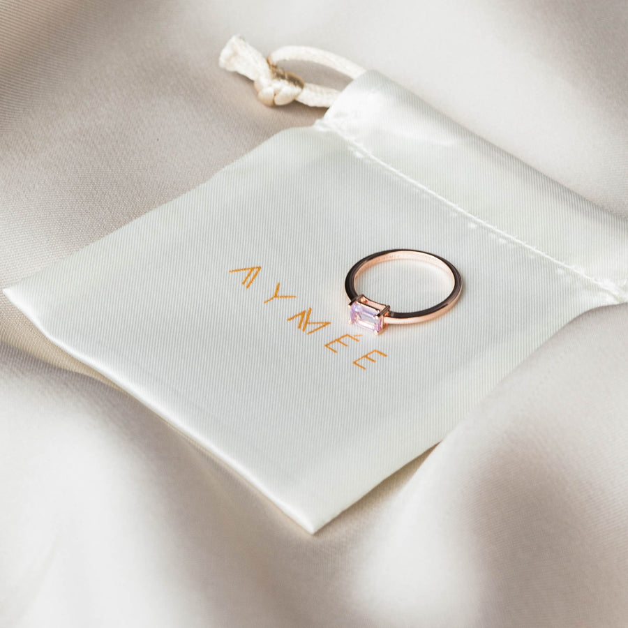 18K Rose Gold Vermeil Ring with Pink Amethyst