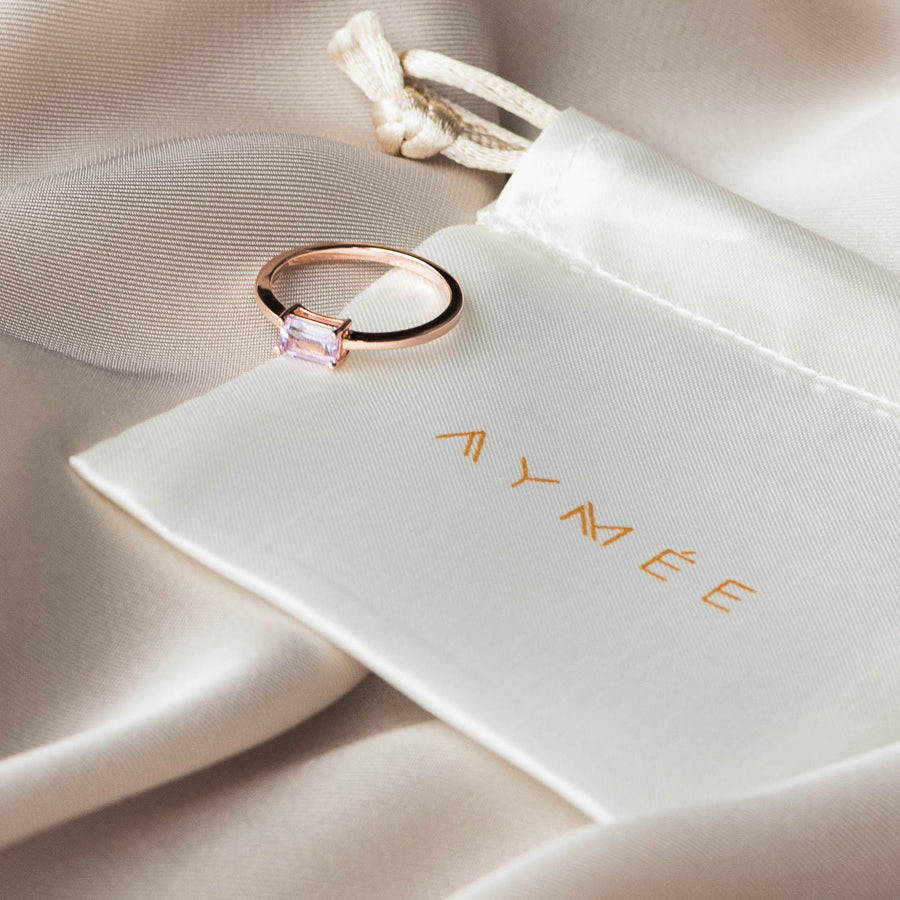 18K Rose Gold Vermeil Ring with Pink Amethyst