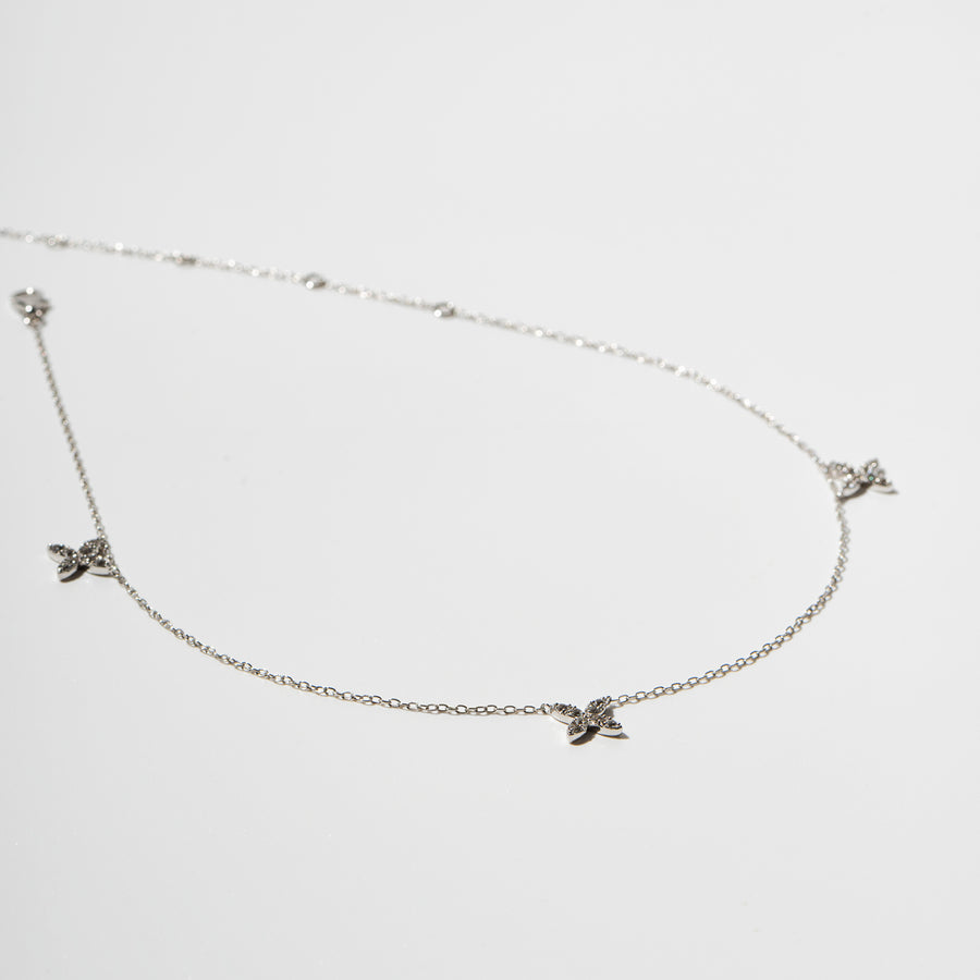 Sterling Silver Station Necklace with White Topaz