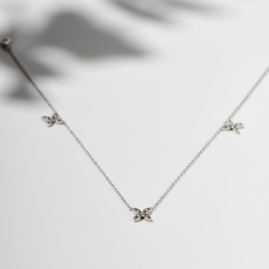 Sterling Silver Station Necklace with White Topaz