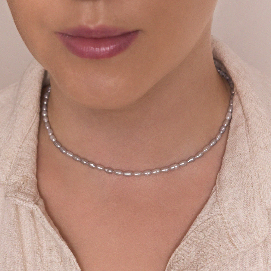 Sterling Silver Grey Pearl Choker