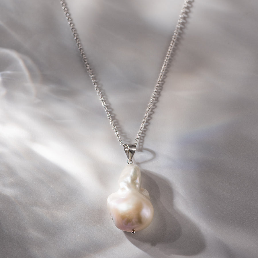 Sterling Silver Baroque Pearl Necklace